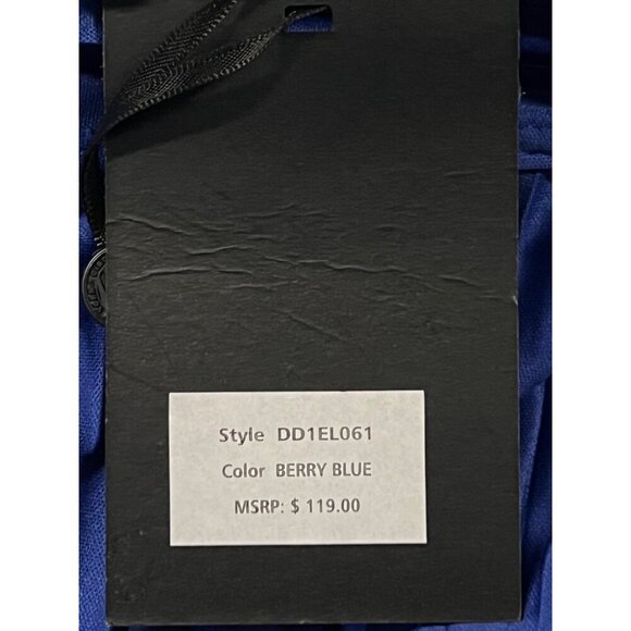 DKNY Blue Women Dress Size 12 Shift Midi Smocked Shutter Pleat Cap Sleeve New - Picture 9 of 10